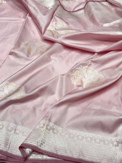 Peach Ektara Handwoven Pure Banarasi Silk Saree