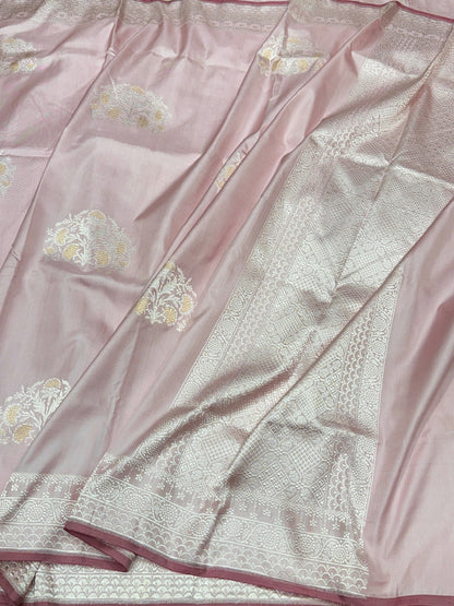 Peach Ektara Handwoven Pure Banarasi Silk Saree