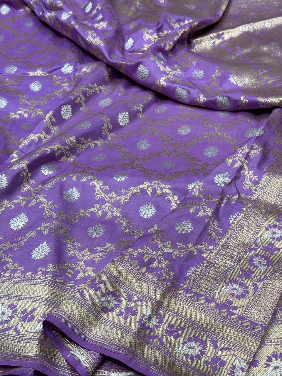 Lavender Sona Rupa Pure Silk Saree