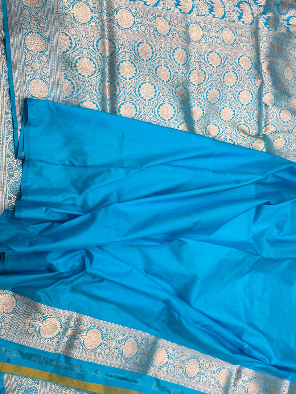 Firozi Pure Silk Brocade Saree