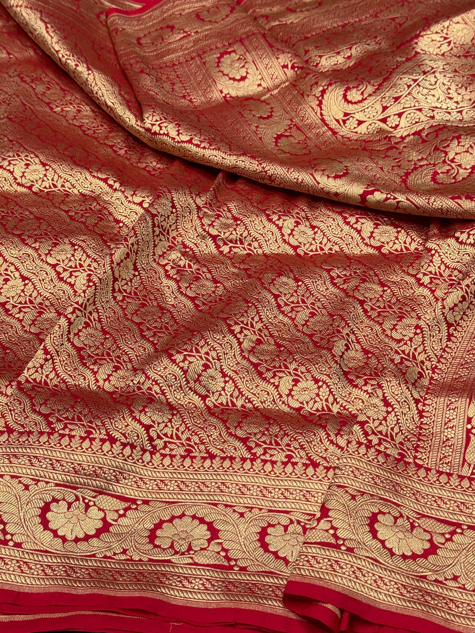 Red Pure Silk Brocade Saree