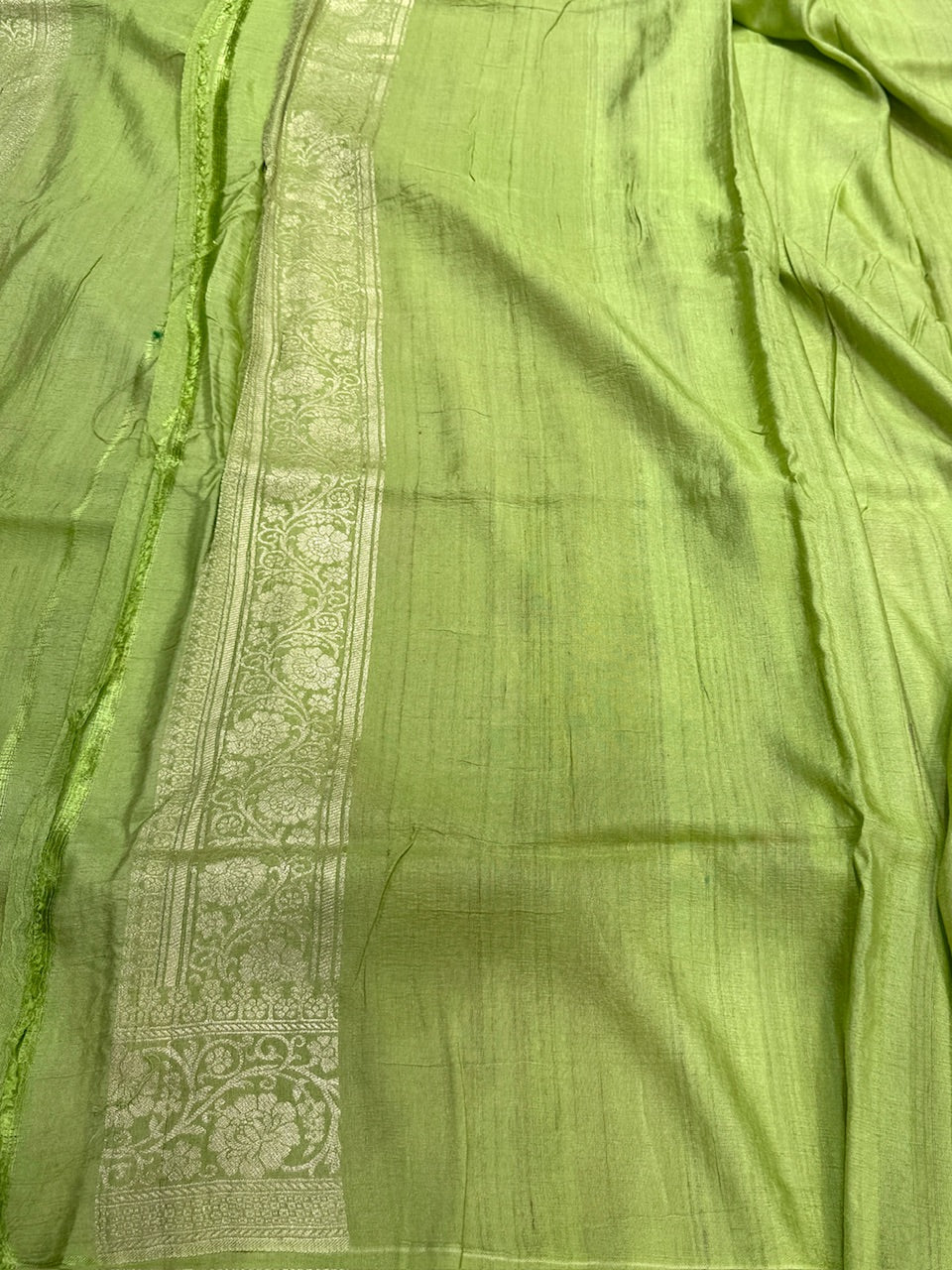 Pista Green Banarasi Pure Tussar Georgette Saree