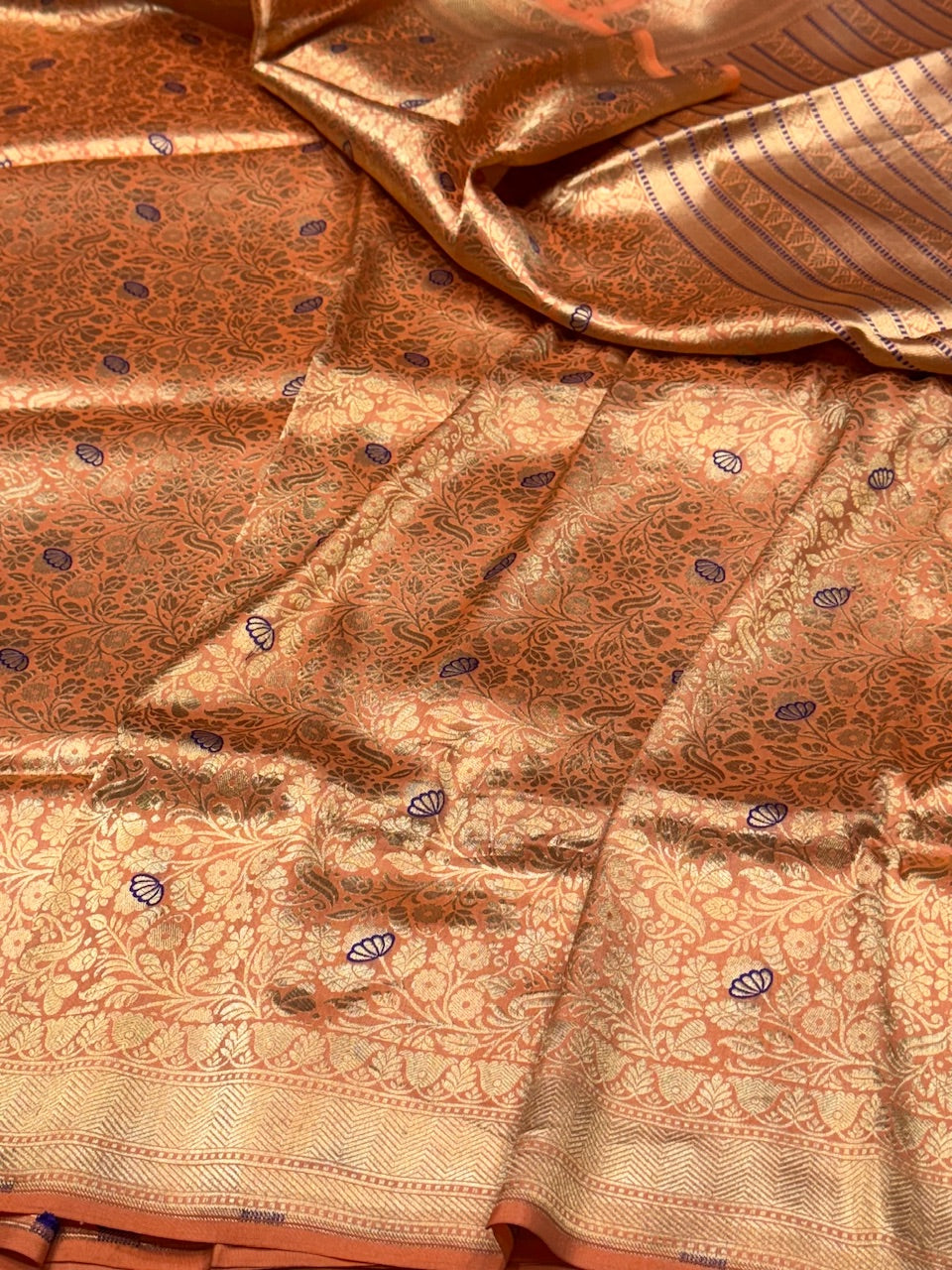 Orange Pure Silk Brocade Saree