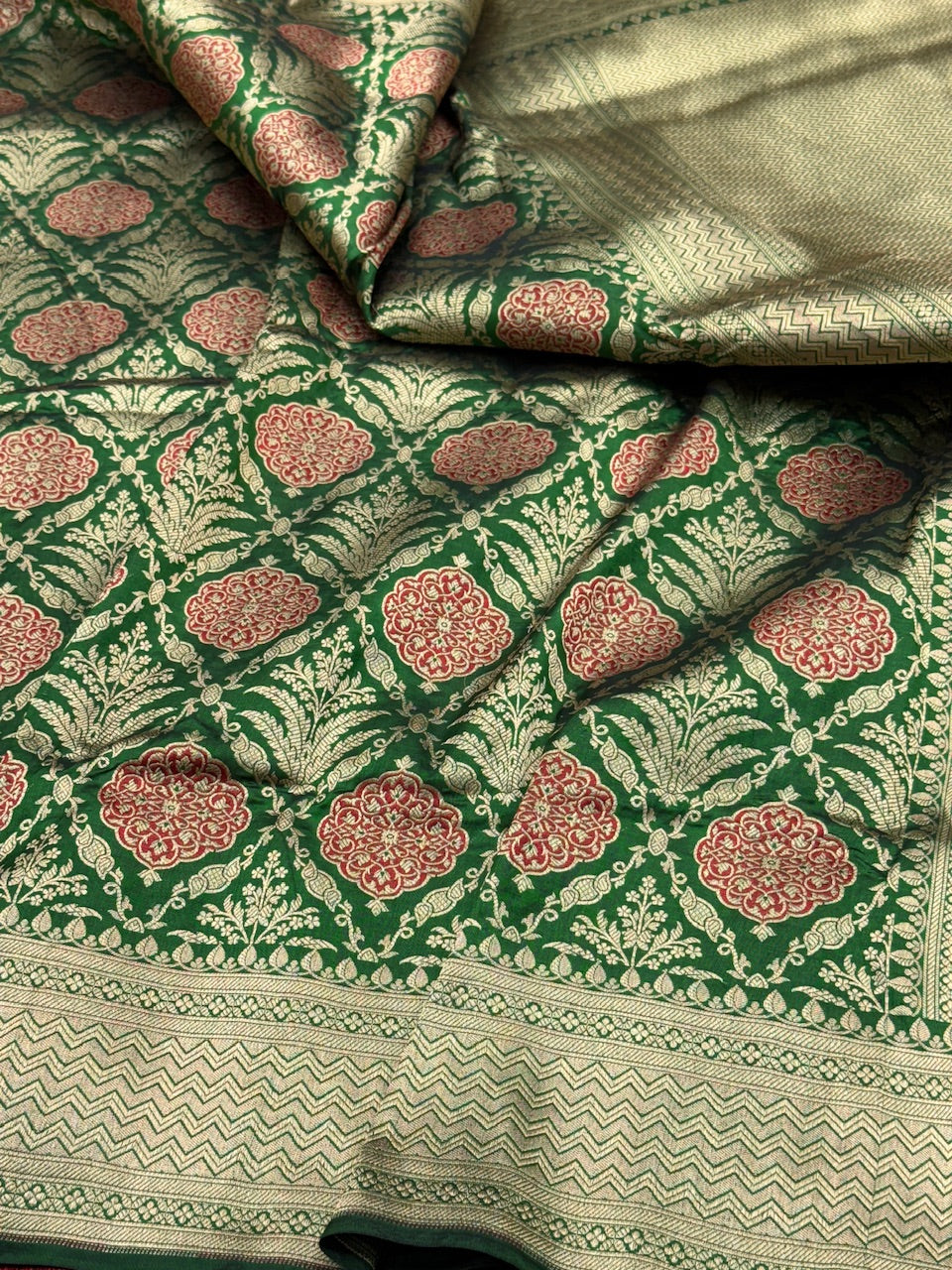 Green Minakari Pure Silk Brocade Saree