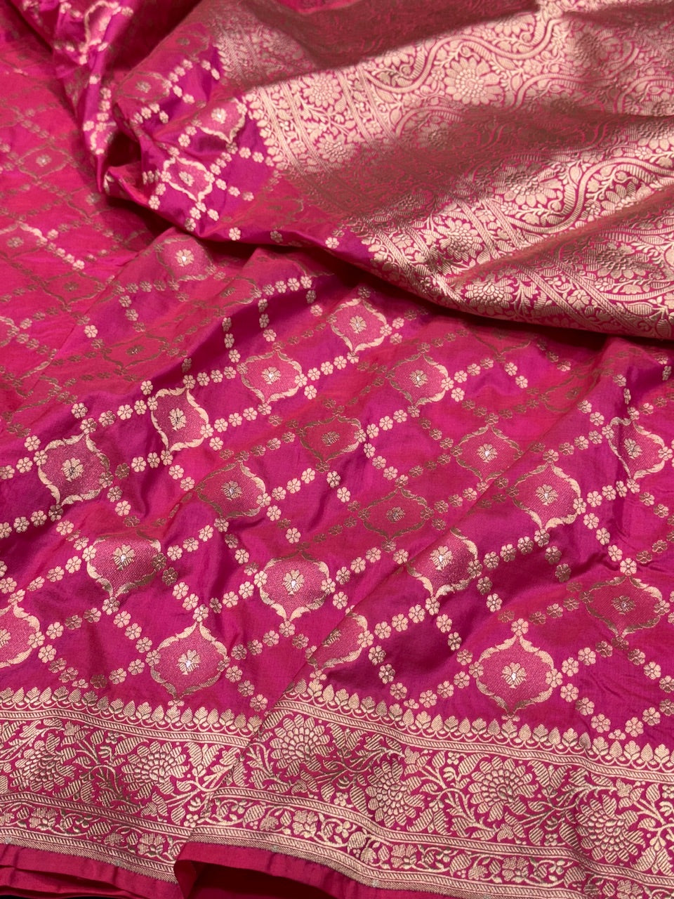 Rani Pink Pure Silk Saree