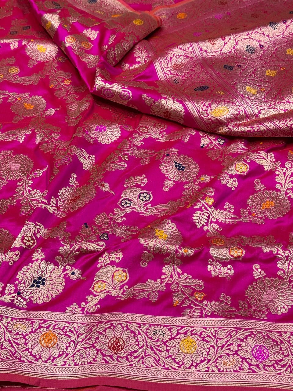 Rani Pink Handwoven Banarasi Silk Saree