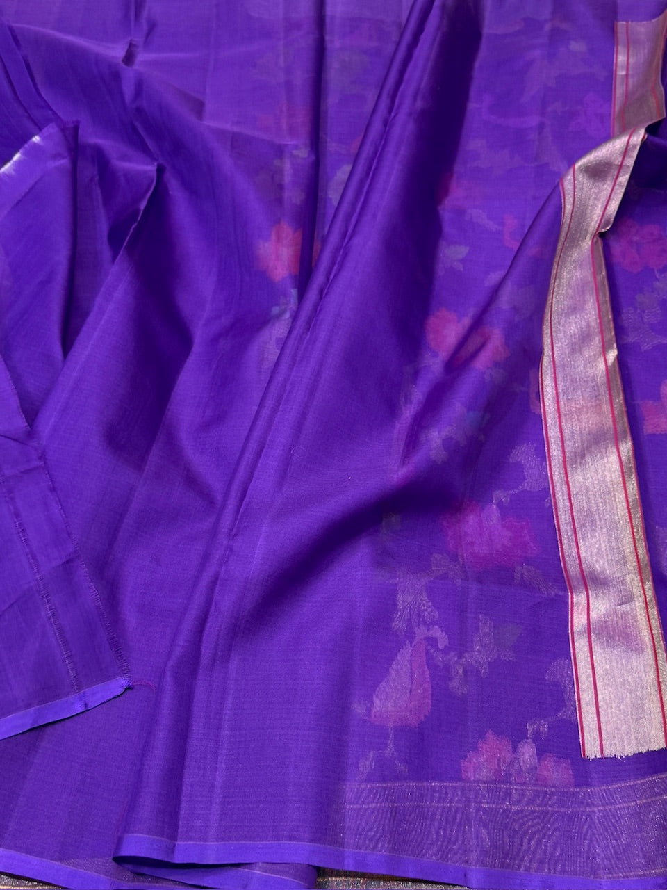 Purple Handwoven Pure Ektara Organza Saree
