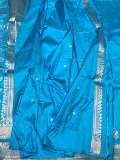 Firozi Handwoven Pure Banarasi Silk Saree