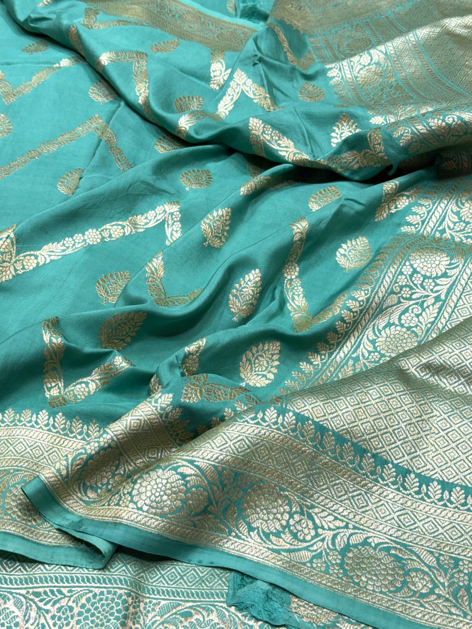 Sea Green Handwoven Pure Georgette Saree