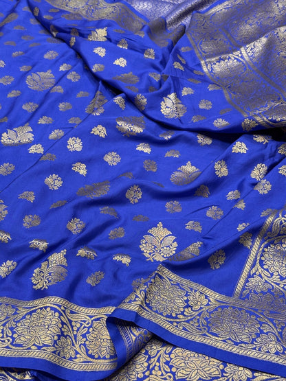 Royal Blue Handwoven Pure Georgette Saree