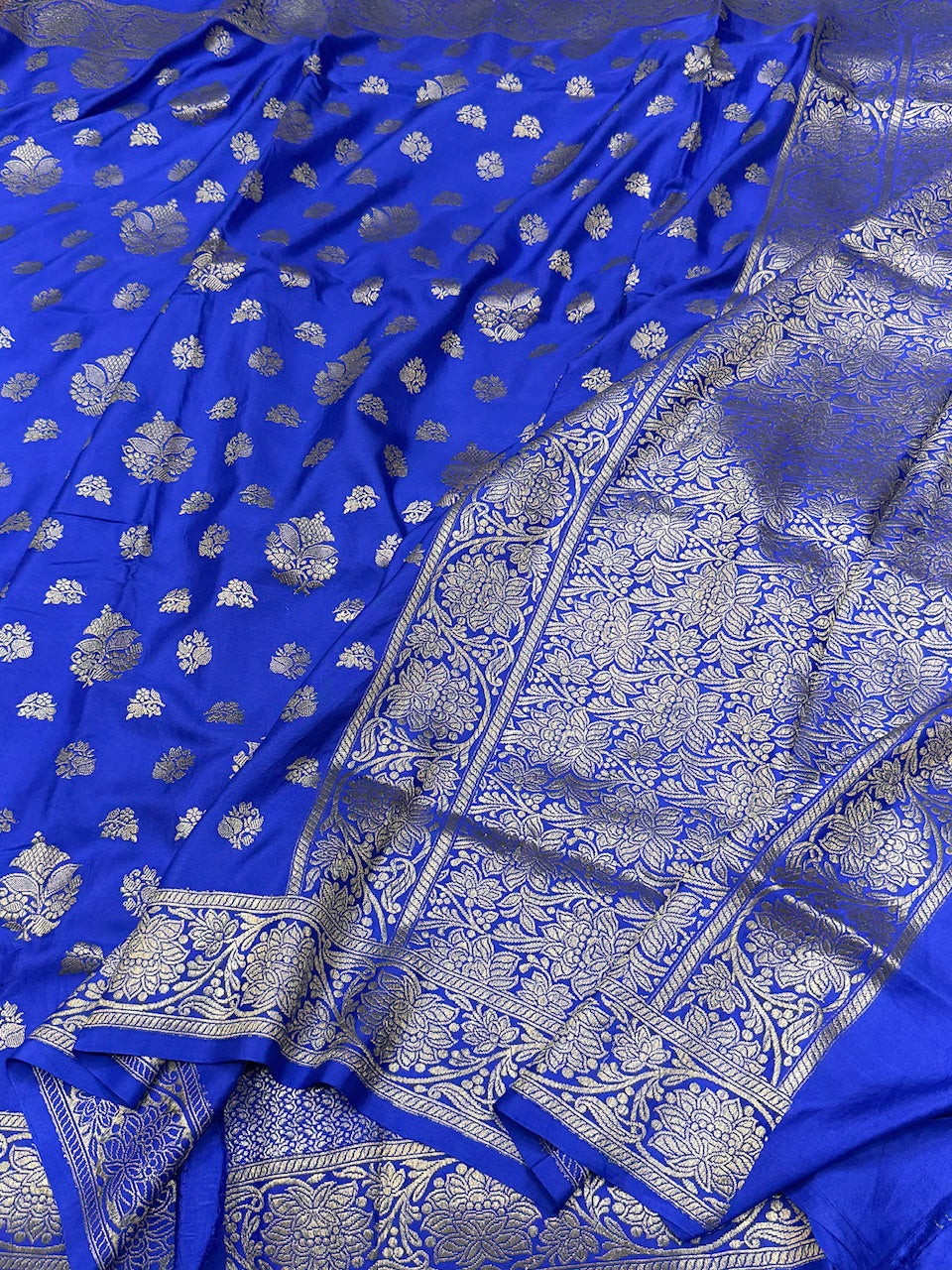 Royal Blue Handwoven Pure Georgette Saree