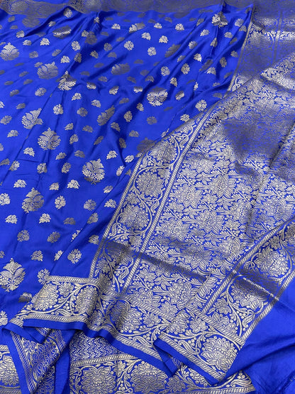 Royal Blue Handwoven Pure Georgette Saree