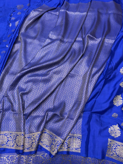 Royal Blue Handwoven Pure Georgette Saree