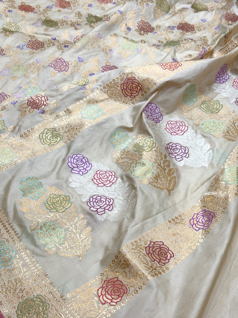 Handwoven Rose Banarasi Silk Saree