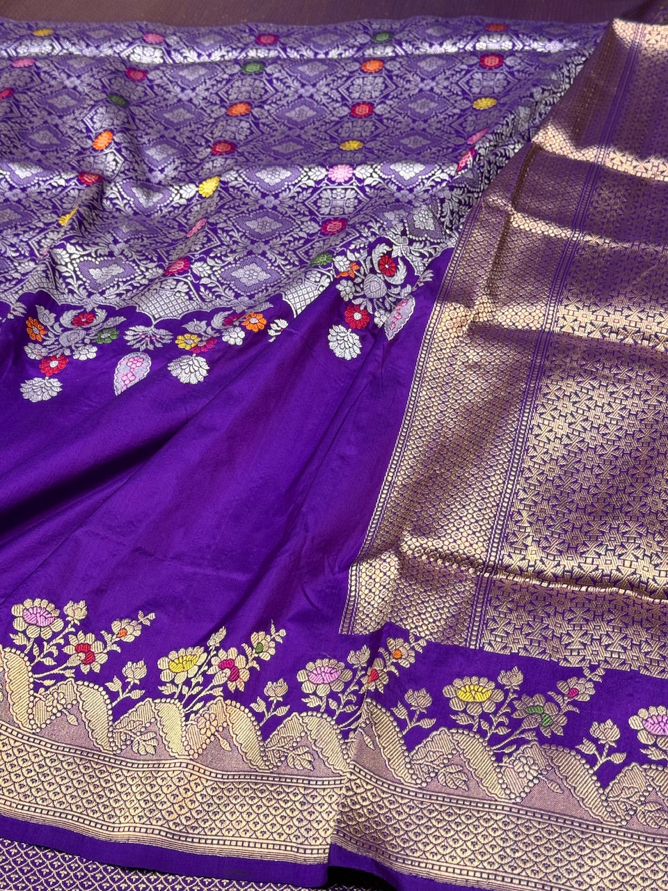 Purple Handwoven Banarasi Silk Saree