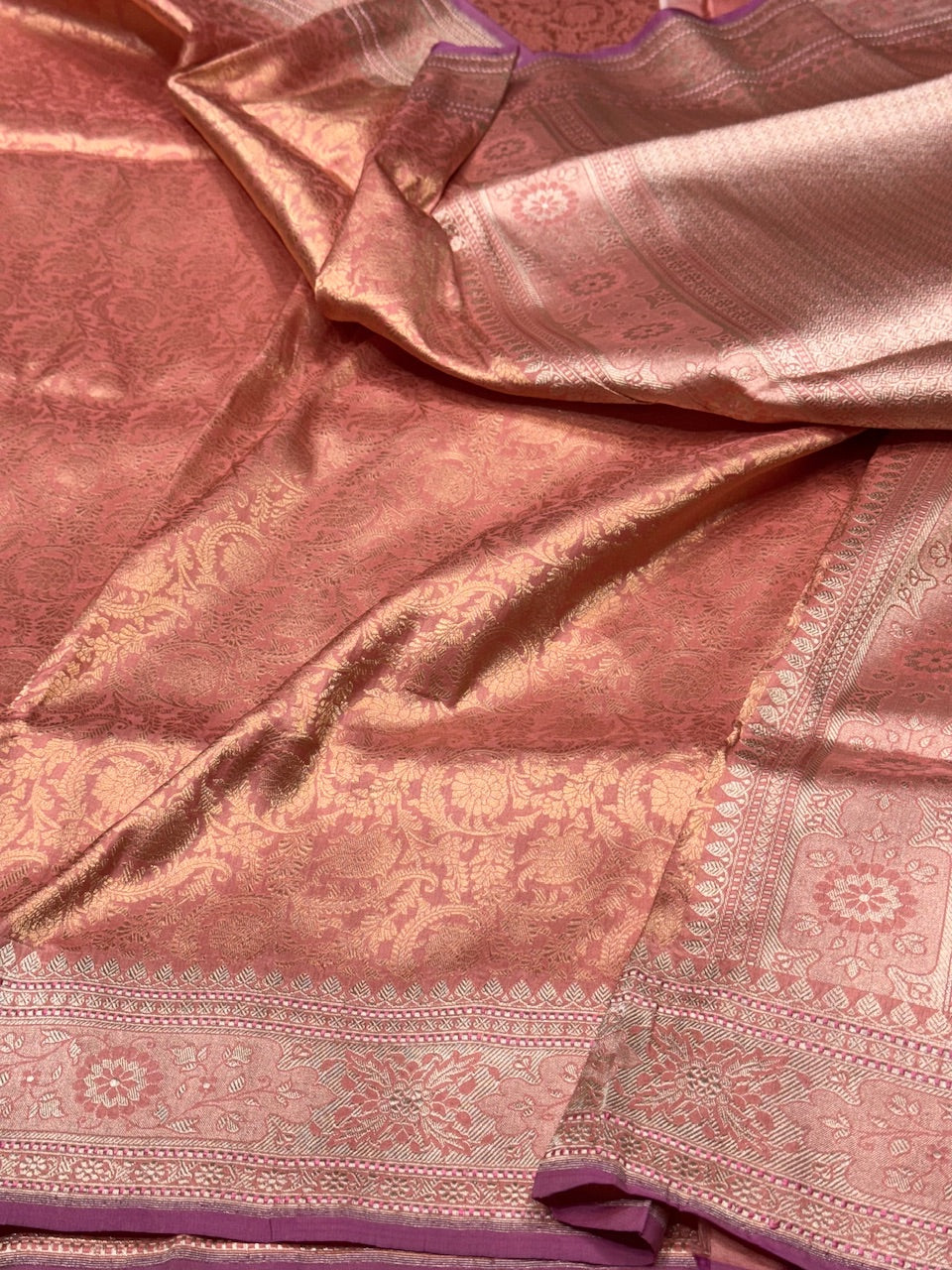 Peach Handwoven Brocade Saree