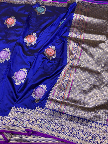 Royal Blue Handwoven Banarasi Pure Silk Saree