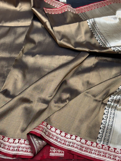 Black Handwoven Pure Silk Brocade Saree
