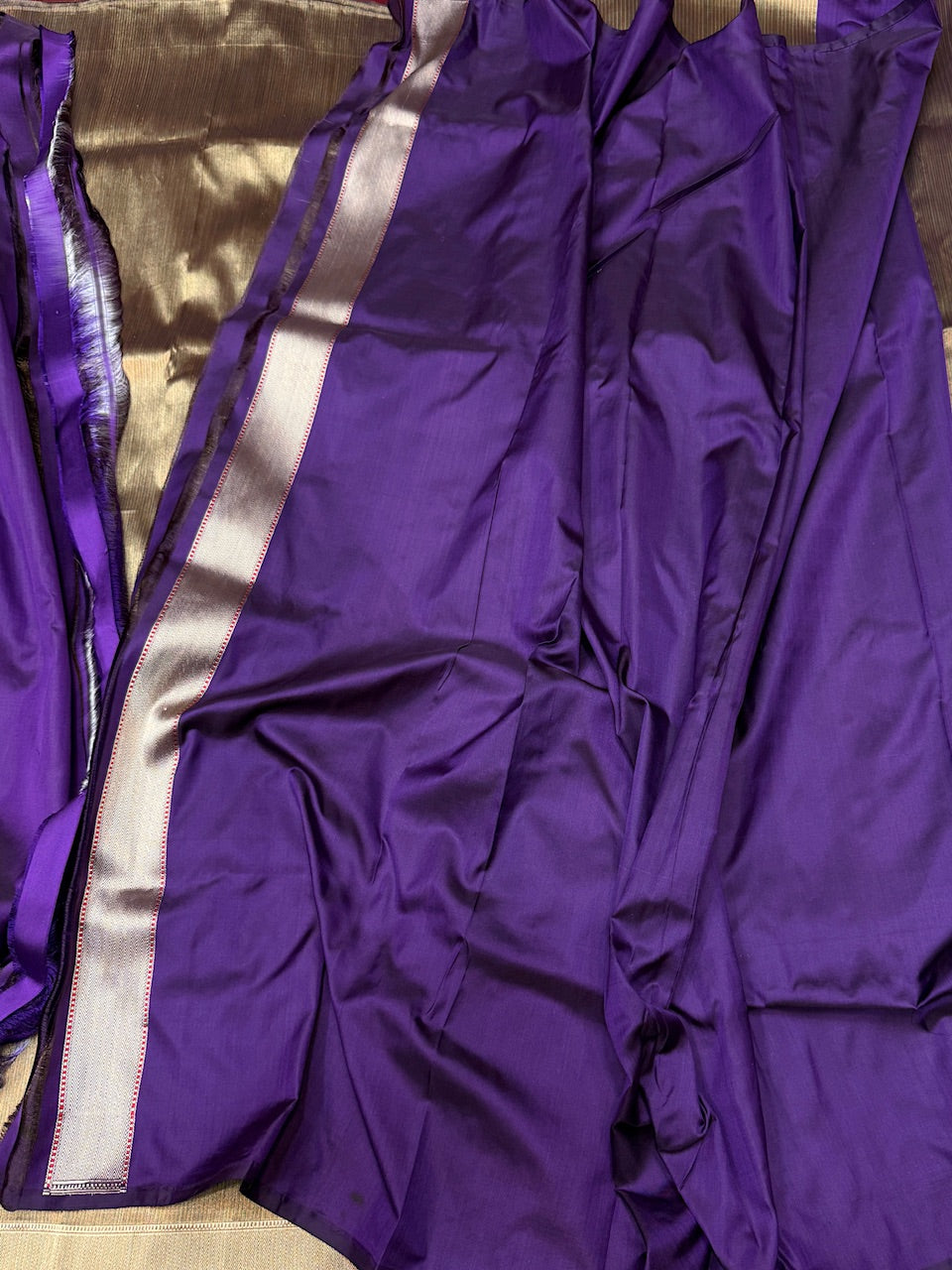 Purple Handwoven Pure Banarasi Satin Silk Saree