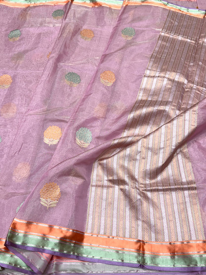 Baby Pink Handwoven Pure Banarasi Ektara Tissue Silk Saree