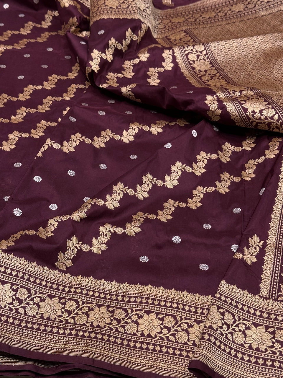 Coffee Handwoven Banarasi Silk Saree