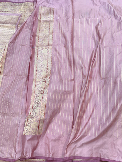 Lilac Handwoven Pure Banarasi Silk Saree