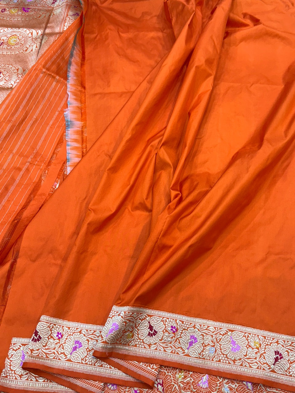 Orange Handwoven Pure Banarasi Silk Saree