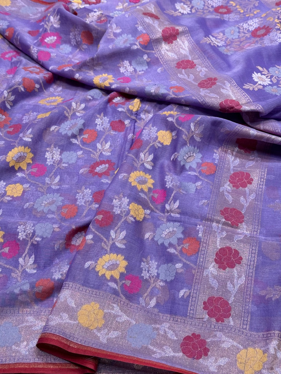 Lavender Muslin Cotton Jamdani Saree