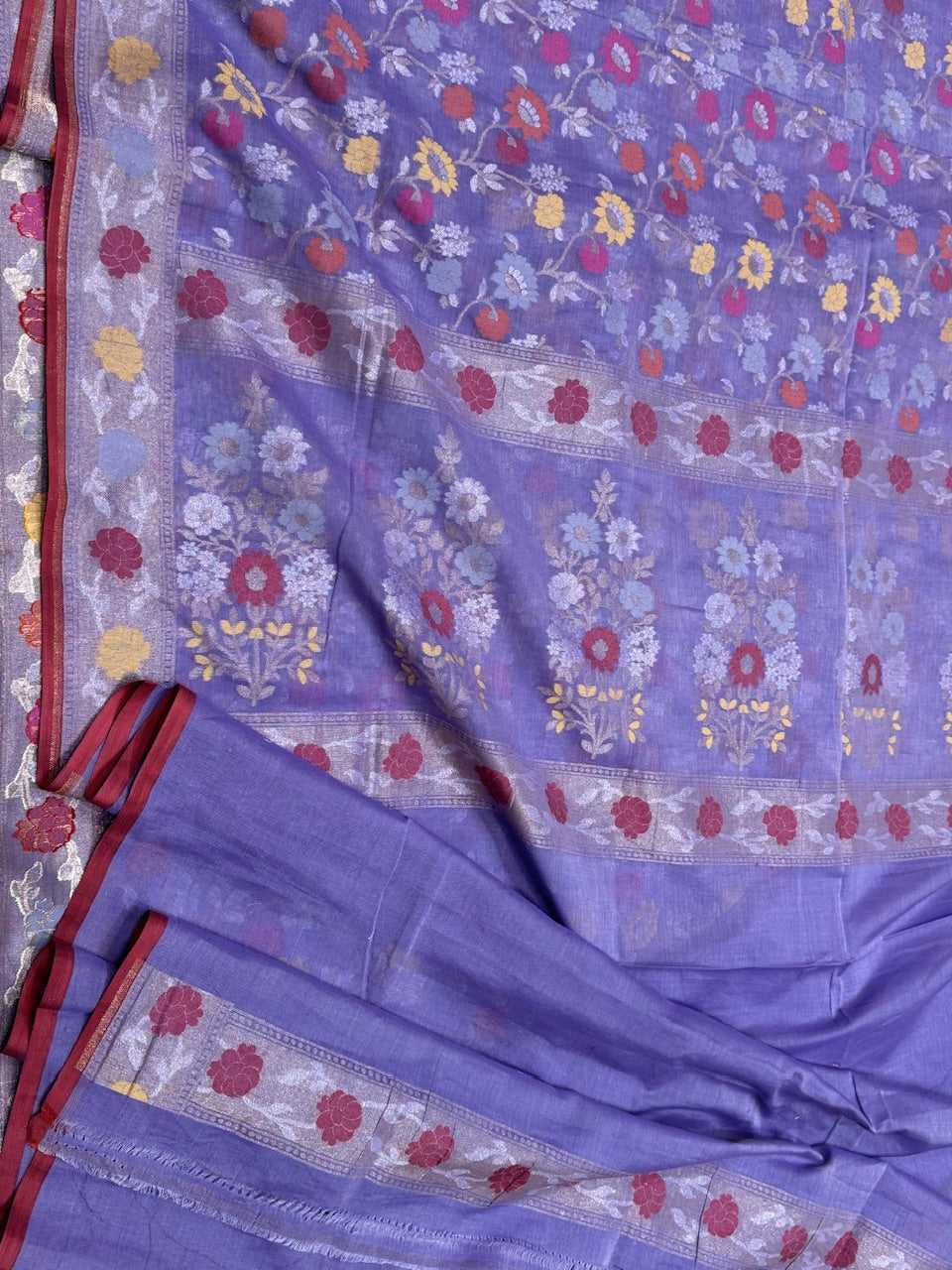 Lavender Muslin Cotton Jamdani Saree