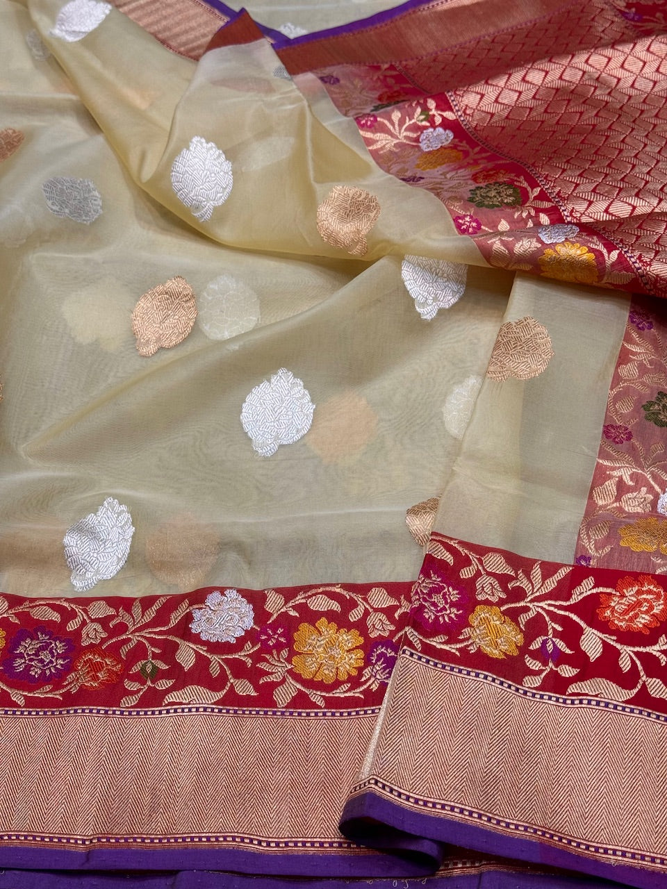 Gold Handwoven Organza Saree