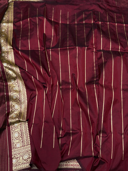 Maroon Handwoven Pure Banarasi Silk Saree