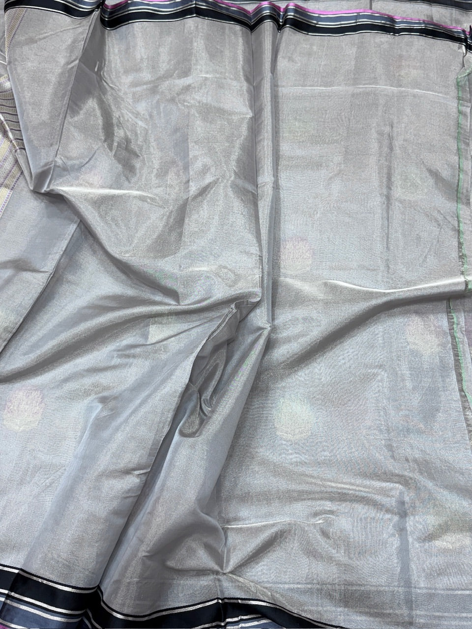 Ash Grey Handwoven Pure Banarasi Ektara Tissue Silk Saree