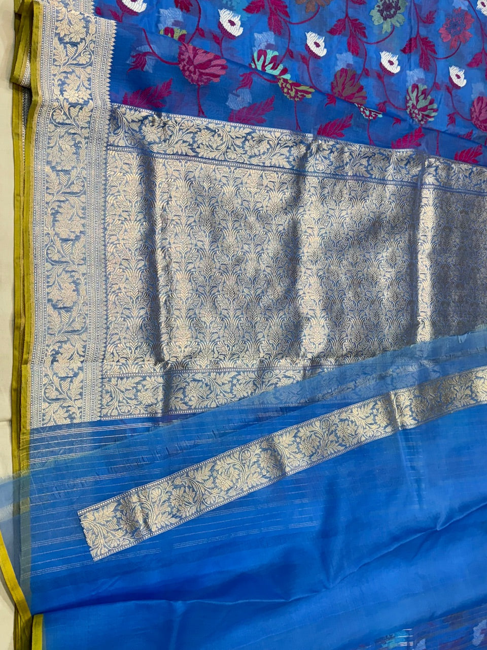 Ink Blue Handwoven Organza Saree