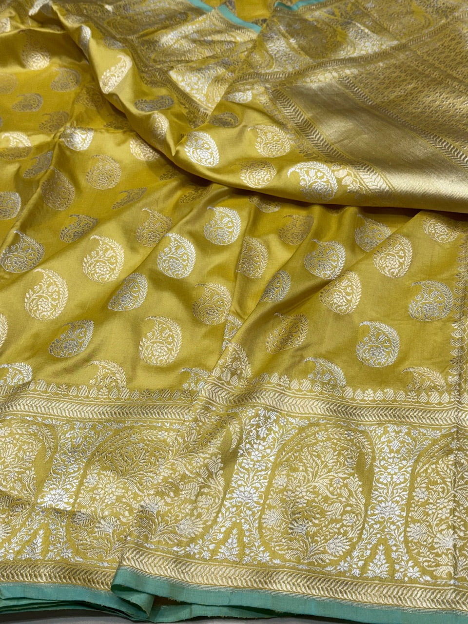 Lemon Yellow Handwoven Banarasi Silk Saree