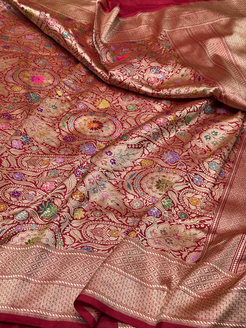 Red Handwoven Pure Banarasi Silk Brocade Saree