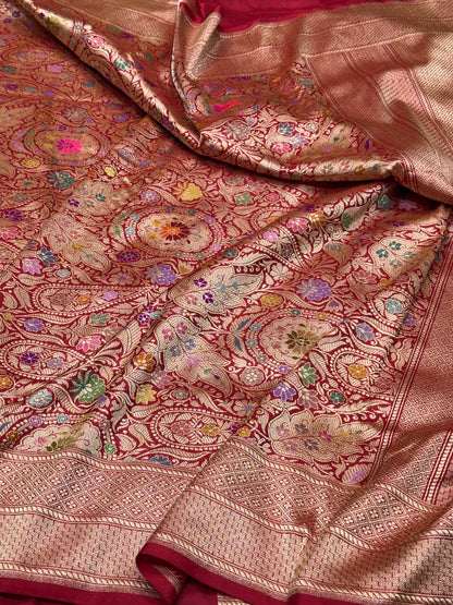 Red Handwoven Pure Banarasi Silk Brocade Saree