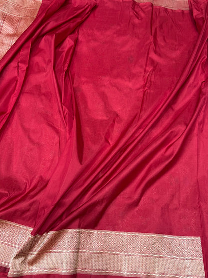 Red Handwoven Pure Banarasi Silk Brocade Saree