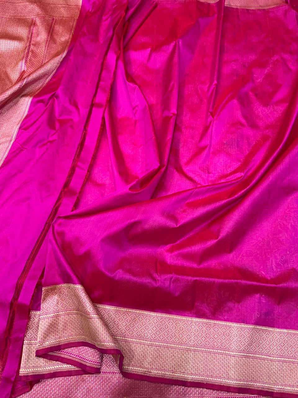 Rani Pink Handwoven Pure Banarasi Silk Brocade Saree