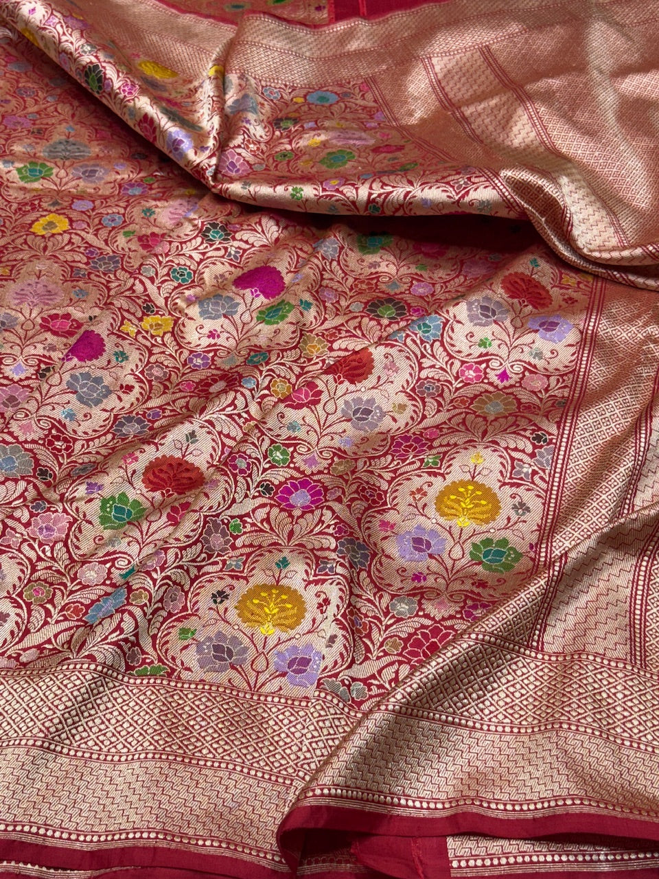 Red Handwoven Pure Banarasi Silk Brocade Saree