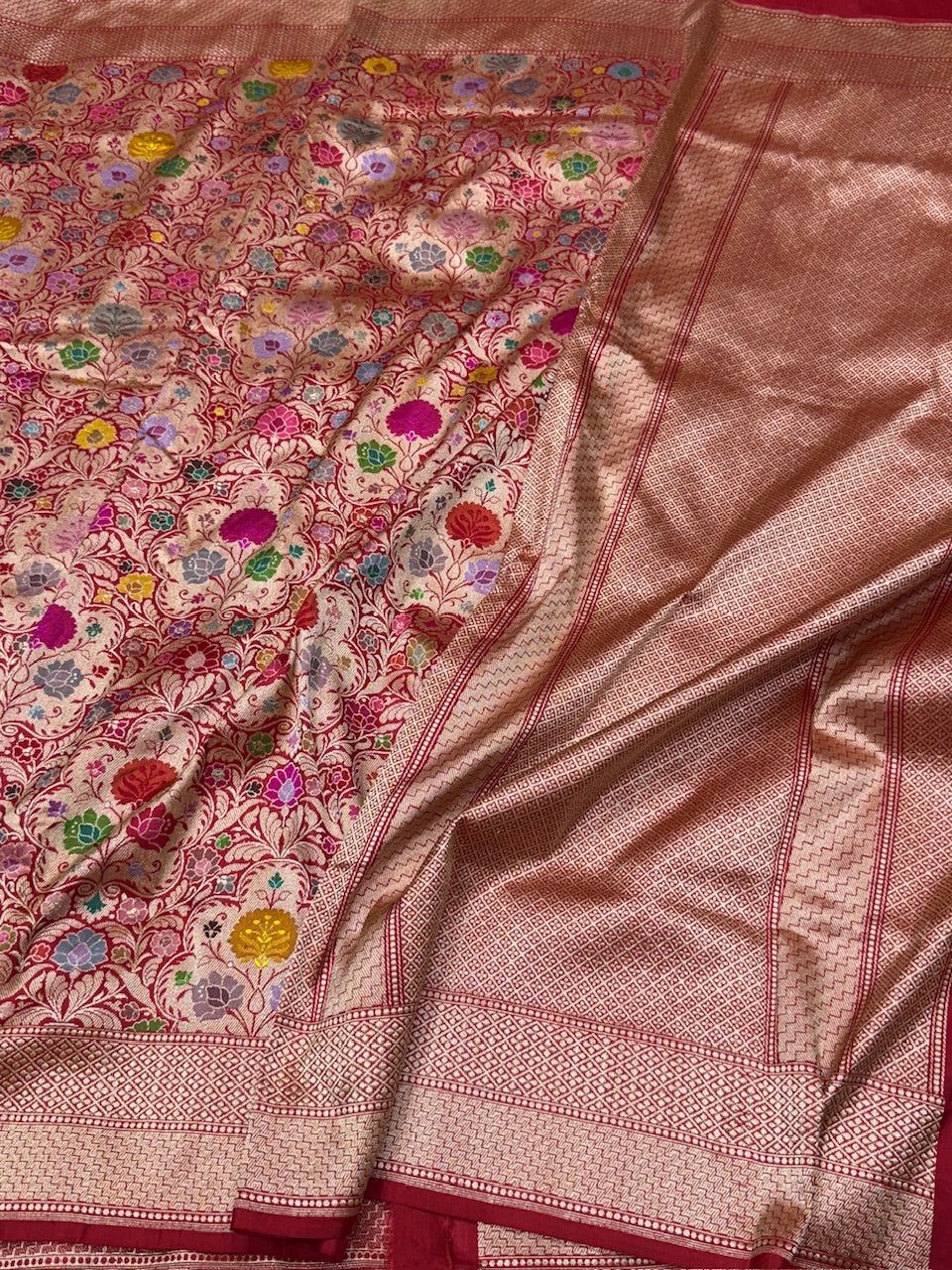 Red Handwoven Pure Banarasi Silk Brocade Saree