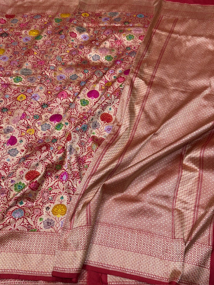 Red Handwoven Pure Banarasi Silk Brocade Saree