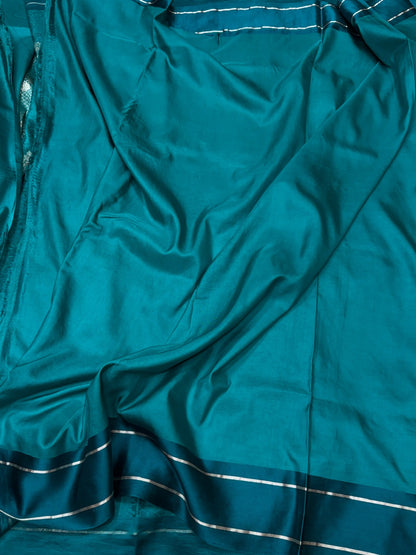 Teal Green Handwoven Pure Banarasi Satin Silk Saree