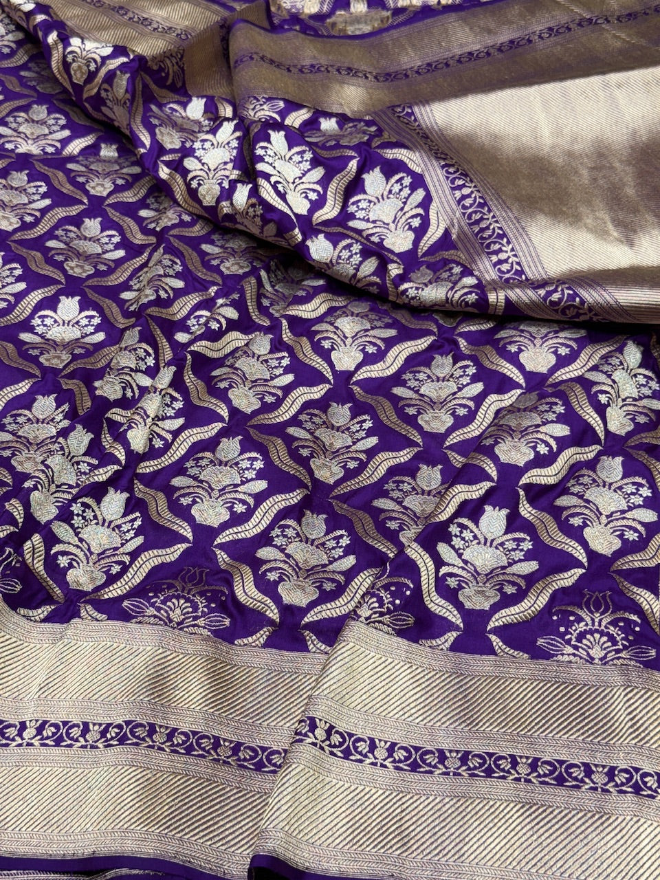 Purple Handwoven Pure Banarasi Silk Saree