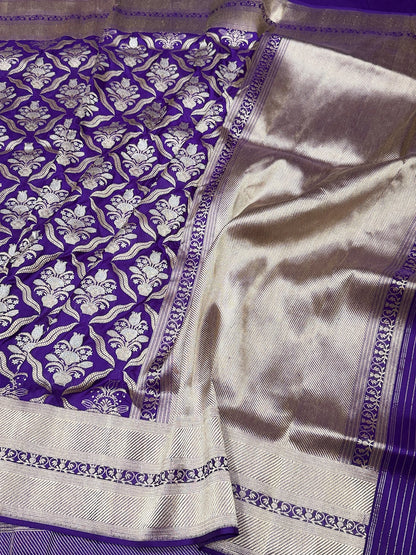 Purple Handwoven Pure Banarasi Silk Saree
