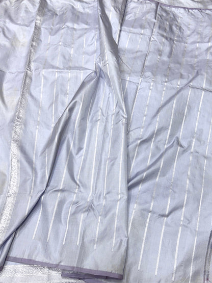 Cool Grey Handwoven Pure Banarasi Ektara Silk Saree