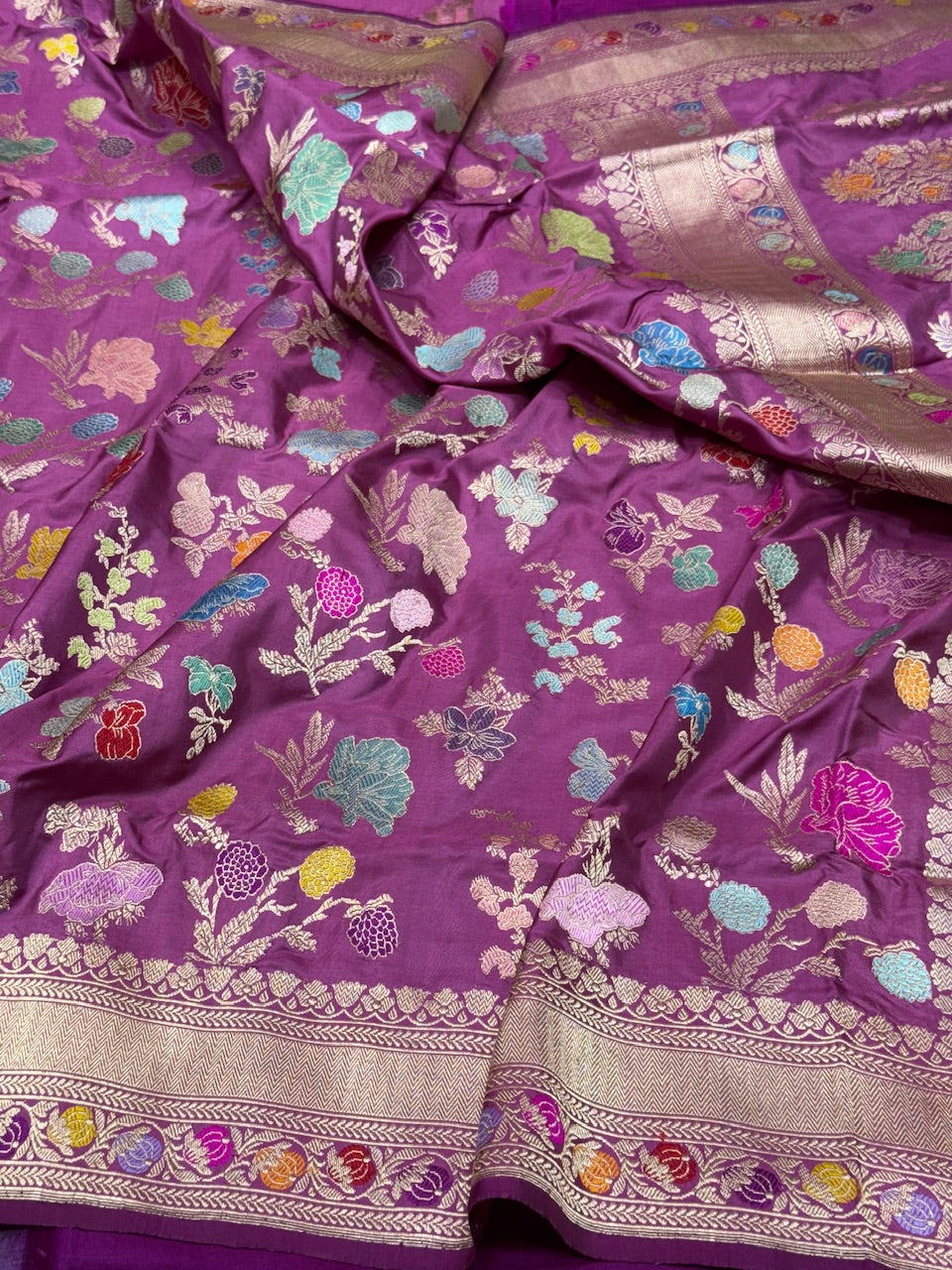 Magenta Pink Handwoven Pure Banarasi Silk Saree