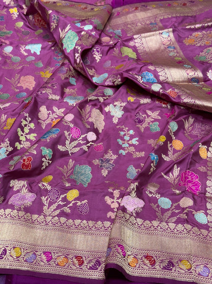 Magenta Pink Handwoven Pure Banarasi Silk Saree