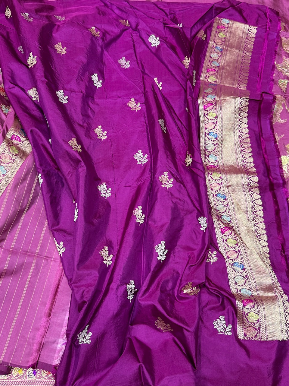 Magenta Pink Handwoven Pure Banarasi Silk Saree