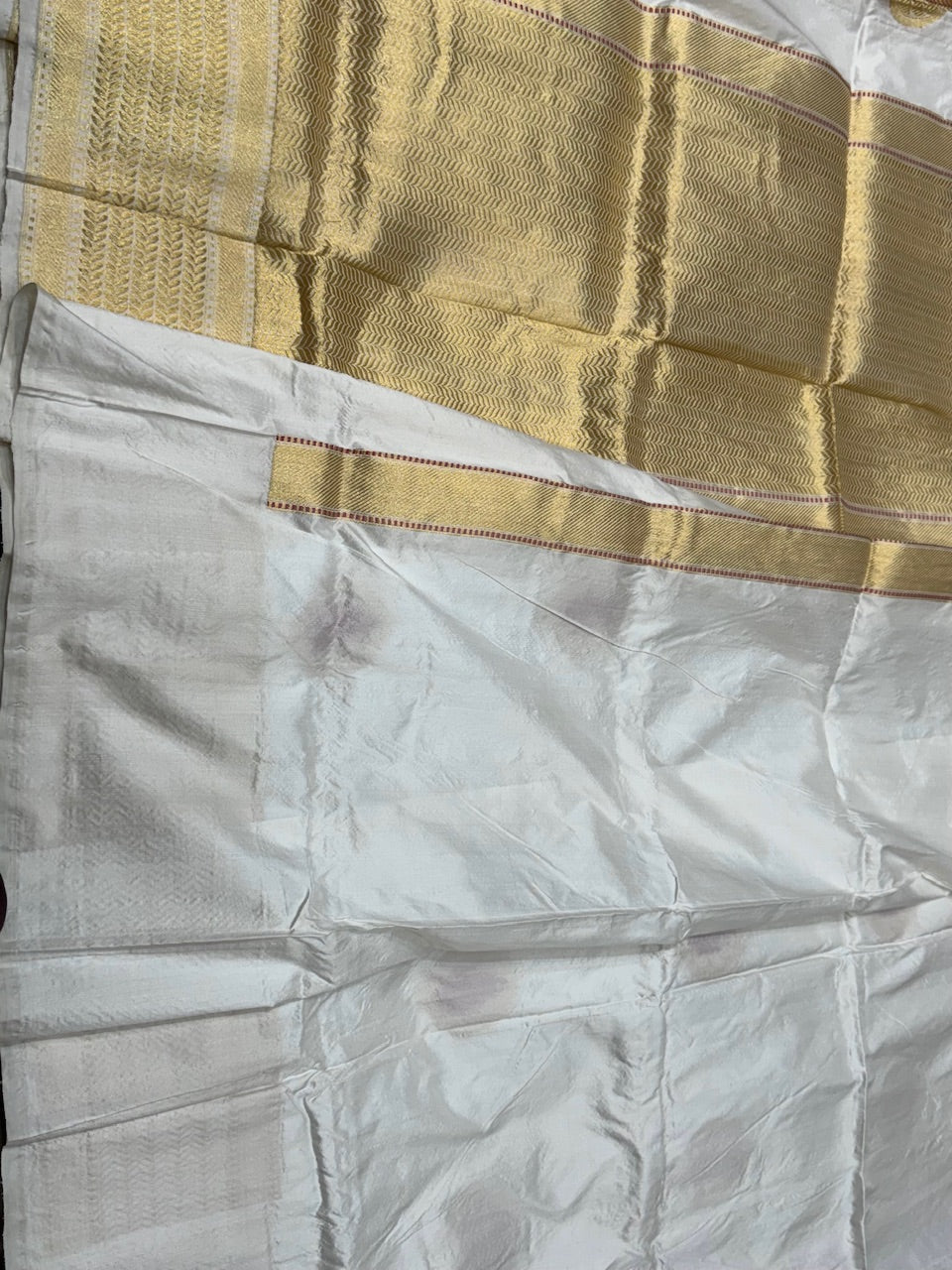 White Handwoven Banarasi Silk Saree