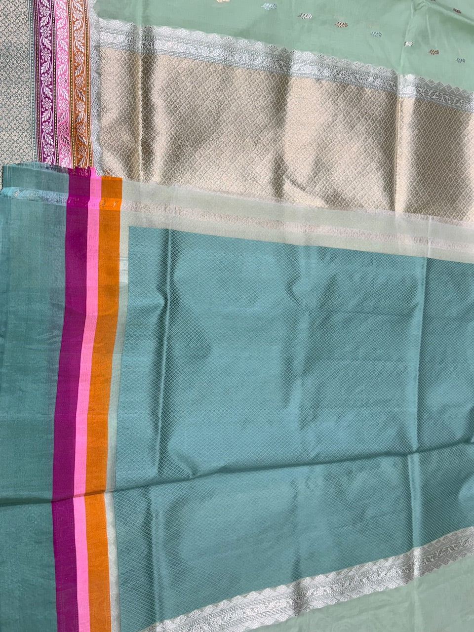 Pista Handwoven Organza Saree